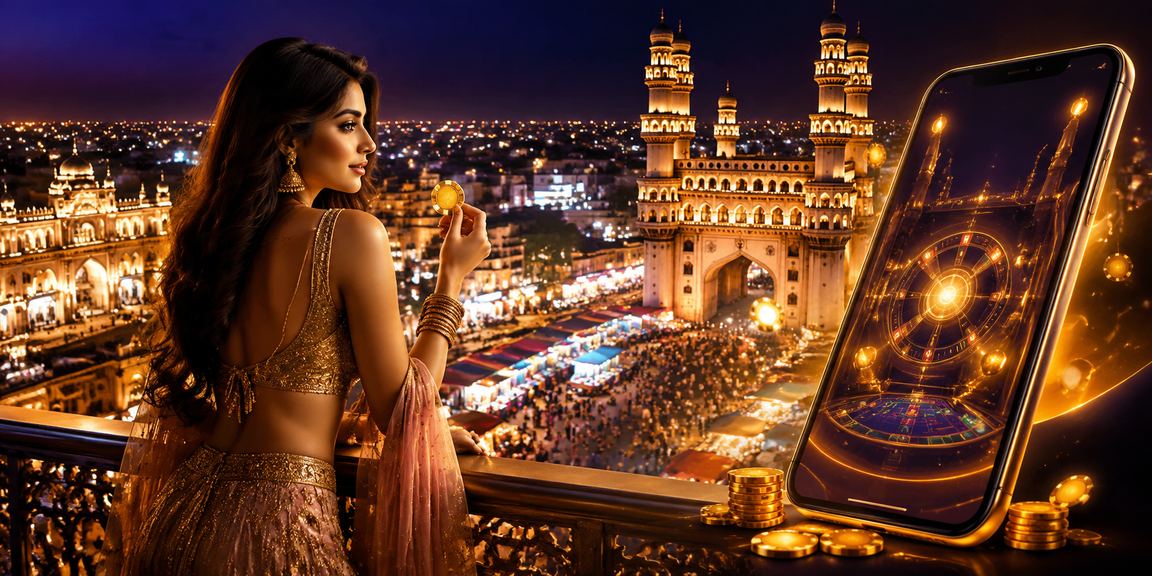 Hyderabad Charminar showing casino app in Bollywood style